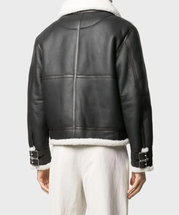 Mens Black Shearling Aviator Jacket | Genuine Leather Jacket