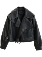 Women’s Biker Oversized Black Leather Jacket