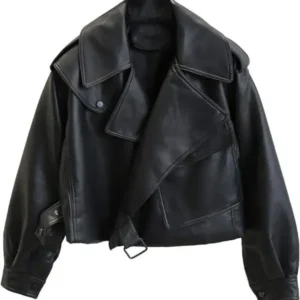 Womens Oversized Black Biker Leather Jacket | Free Shipping