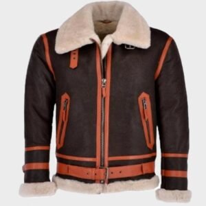Men B3 Shearling Style Brown Leather Jacket