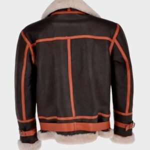 Brown Men Belted Style B3 Shearling Leather Jacket