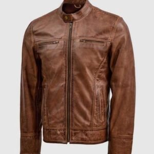 Mens Brown Waxed Leather Jacket | Vintage Style Jacket