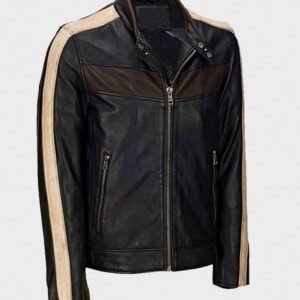 Vintage Cafe Racer Leather Jacket | Black Retro Jacket