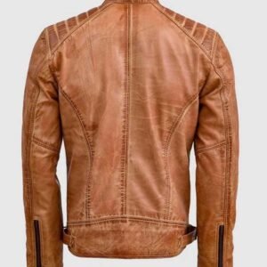 Shakawar Men's Tan Leather Waxed Jacket |