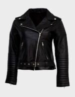 Womens Black Leather Motorcycle Jacket