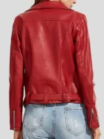 Women’s Fashion Slim Fit Red Biker Leather Jacket
