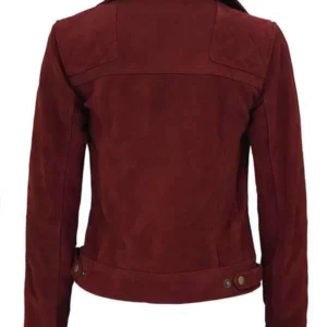 Classic Women’s Red Biker Suede Leather Jacket