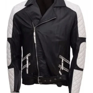 Black & White Biker Leather Jacket - Stylish & Durable - Buy Now