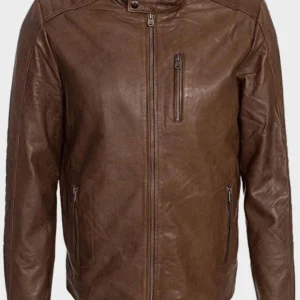 Brown Biker Leather Jacket For Men