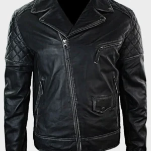 Men's Distressed Motorcycle Leather Jacket - High Quality Style