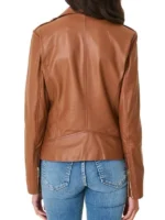 Women Casual Brown Biker Leather Jacket | Free Shipping