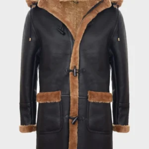 Leon Premium Sheepskin Duffle Coat for Men - Versatile Hooded Design