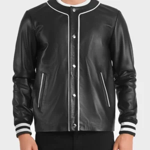 Kingston Black Leather Varsity Jacket