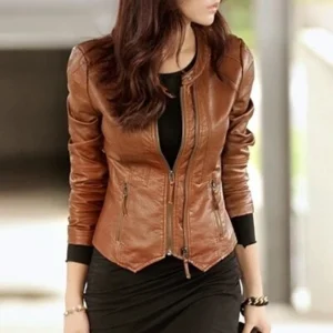Women's Spring & Autumn Short Sheepskin Leather Motorcycle Jacket | Leather Jackets Store