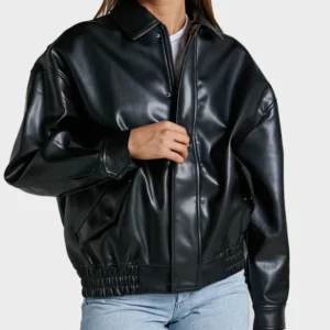 Women's Black Sheepskin Leather Bomber Jacket - Sleek & Charming Style