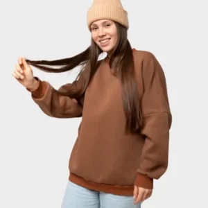 Cozy Brown Oversized Sweatshirt for Women
