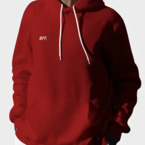 Stylish Burgundy Hoodie With Hooded Collar