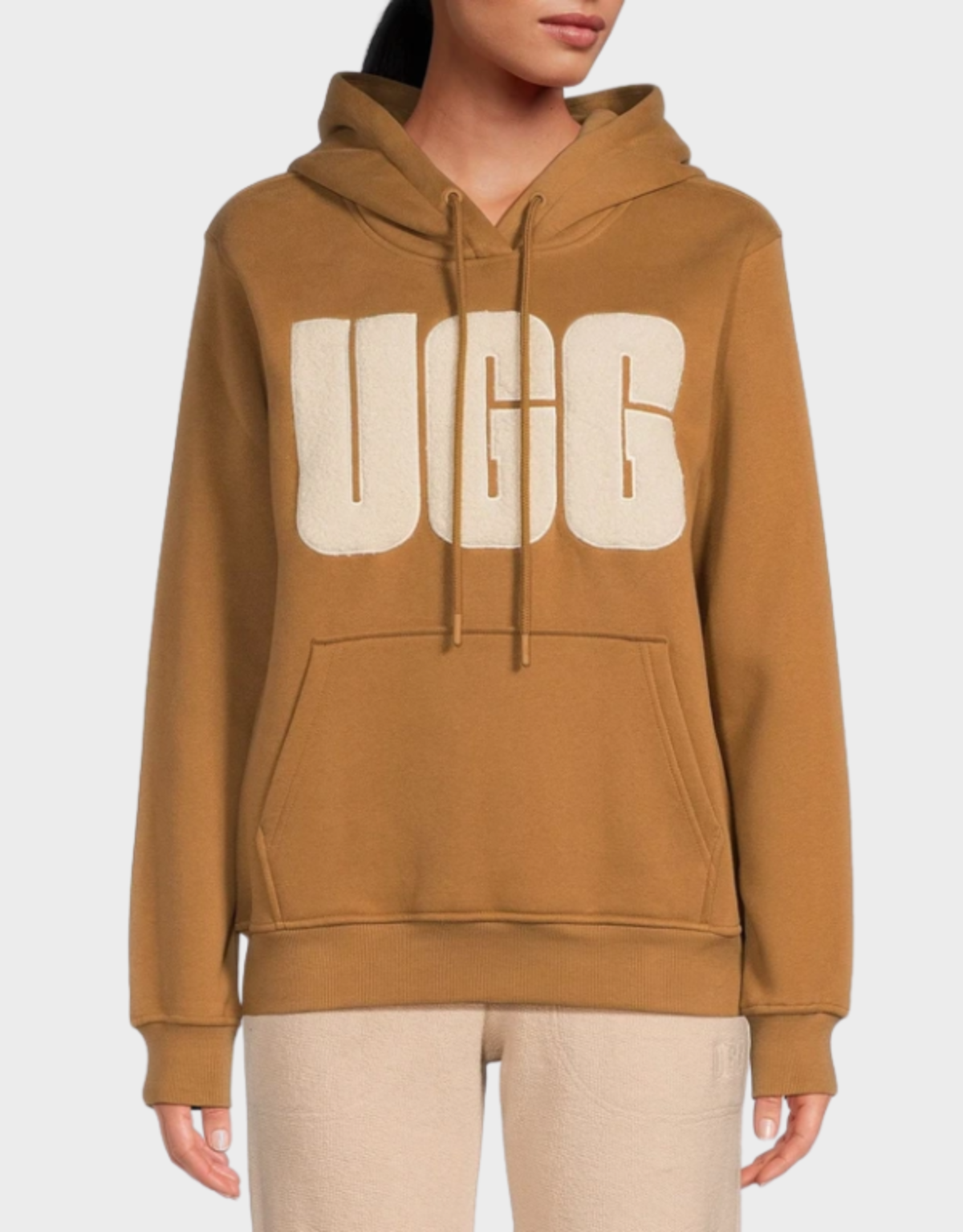 UGG Rey Fluff Logo Hoodie In Brown