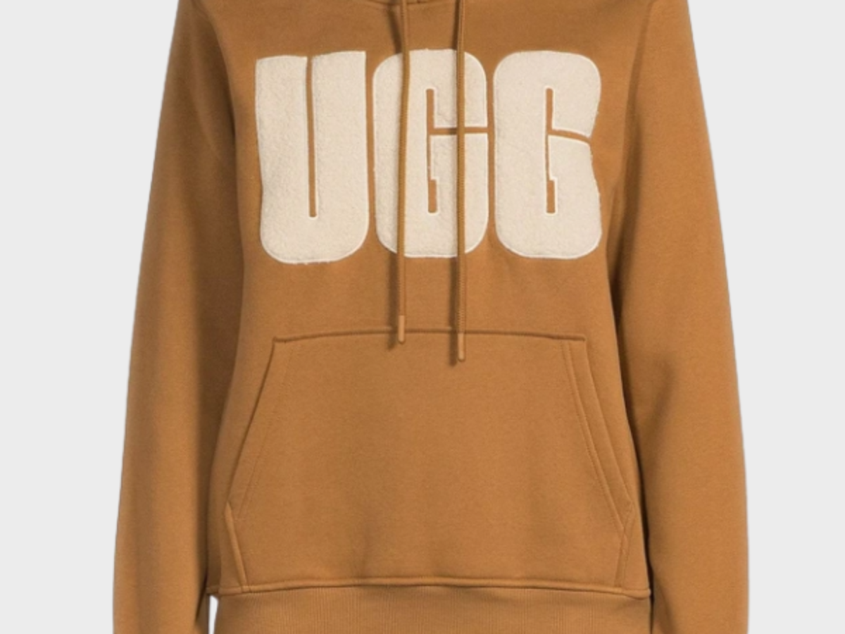 UGG Rey Fluff Logo Hoodie In Brown