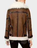 Women's Brown Asymmetrical Shearling Leather Jacket