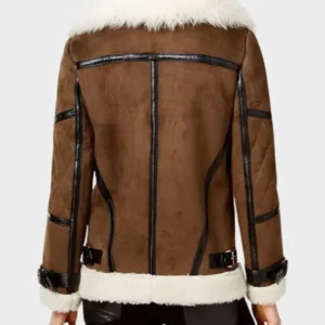 Women's Brown Asymmetrical Shearling Leather Jacket