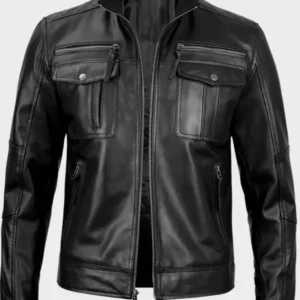 Men's Cafe Racer Black Real Leather Jacket