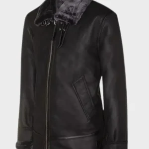 Mens Black and Gray Sheepskin Flying Jacket