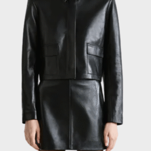Nour Hammour Bleeker Cropped Leather Jacket in Black