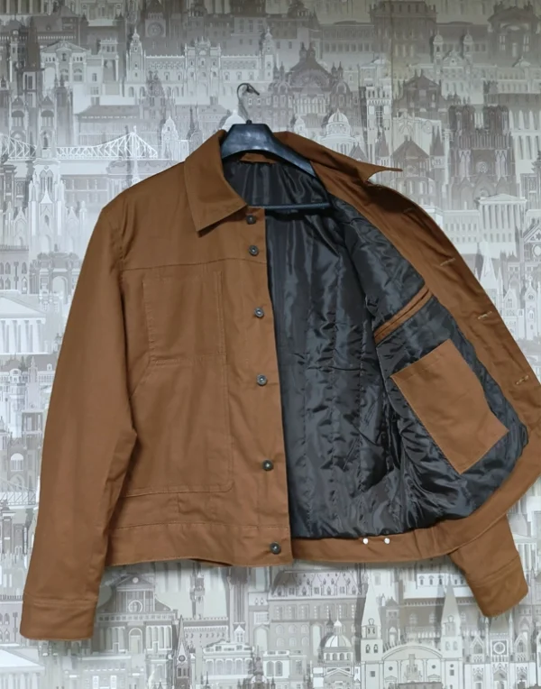 Men's Brown Short-Lined Tin Cloth Cruiser Jacket