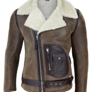 Men’s Sheepskin Shearling Jacket | Vintage Brown Leather Look
