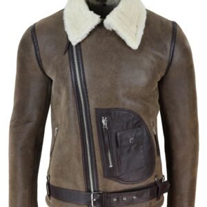 Men’s Sheepskin Shearling Jacket | Vintage Brown Leather Look