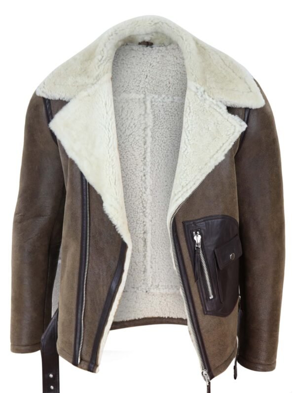 Men’s Sheepskin Shearling Jacket | Vintage Brown Leather Look