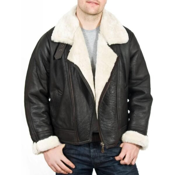 Men's Shearling Sheepskin Flying Jacket - Cream Wool