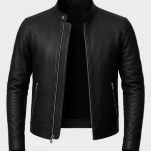 Owen Men's Black Real Leather Cafe Racer Jacket