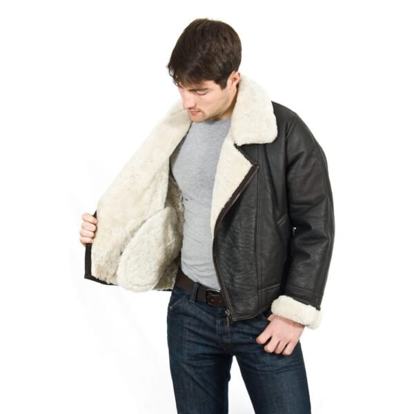Men's Shearling Sheepskin Flying Jacket - Cream Wool