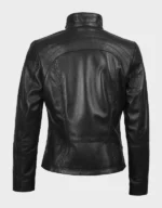 Acerra Women's Black Leather Cafe Racer Motorcycle Jacket | Leather Jackets Store