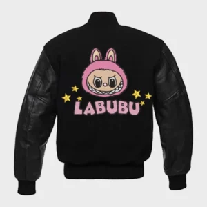 LABUBU Bomber Varsity Jacket – Premium Patch & Leather Sleeves