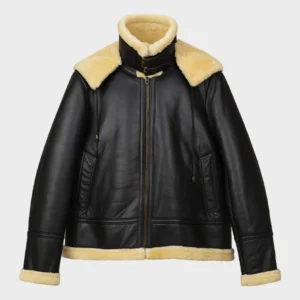Handmade Men's Shearling Leather Aviator Jacket