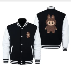Labubu Embroidery Varsity Jacket – Unisex