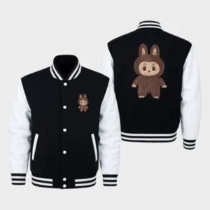 Labubu Embroidery Varsity Jacket – Unisex
