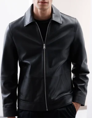 Autograph Men's Leather Harrington Jacket