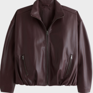 Abercrombie & Fitch Bubble Hem Vegan Leather Bomber Jacket