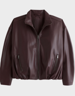 Abercrombie & Fitch Bubble Hem Vegan Leather Bomber Jacket