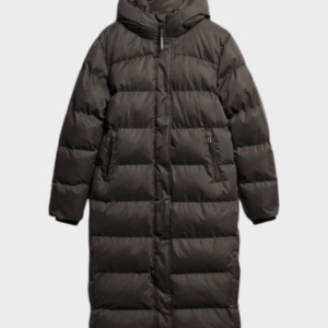 Superdry Women's Microfibre Longline Puffer Coat in Black