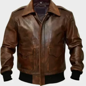 Men’s Air Force A2 Flight Brown Bomber Leather Jacket