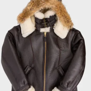 Mens B-3 Hooded Sheepskin Bomber Jacket | WWII Aviator Shearling Flight Jacket