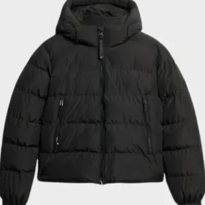 Superdry Women's Black Hooded Sports Puffer Jacket
