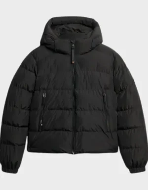 Superdry Women's Black Hooded Sports Puffer Jacket