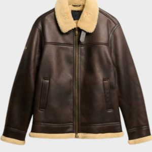 Superdry UK Brown Men's Faux Shearling Aviator Jacket