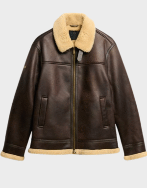 Superdry UK Brown Men's Faux Shearling Aviator Jacket